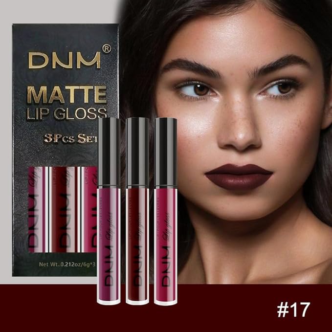 evpct 3Pcs Dark Red Purple Plum Matte Liquid Lipstick Lip Stain Sets for Women Matte+Lipstick Dark Maroon Long Lasting Permanent 24 hr Hours Magic Lipstick 24 Hours original Waterproof