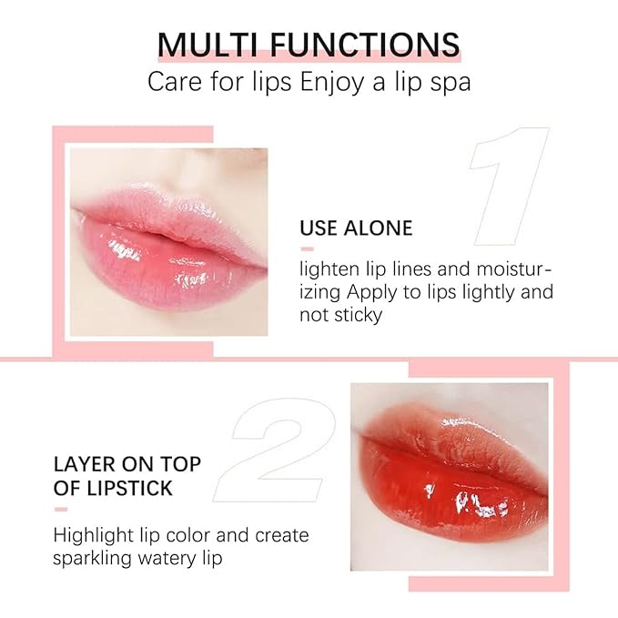 Hydrating Lip Glow Oil-Lip care oil- Lip Oil Tinted for Lip Care and Dry Lips-Prevents Dry Cracked-Non-sticky Big Brush Head-Lip Plumping -Lip Oil gloss tinted-000#CLEAR