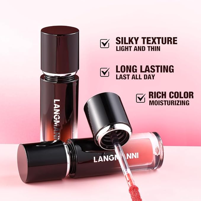 LANGMANNI Lip Oil Tint | Hydrating & Long-Lasting Lip Stain | Moisturizing And High Gloss Makeup,Non-Sticky Lip Stain For Watery And Silky Smooth Lips(#3+4)