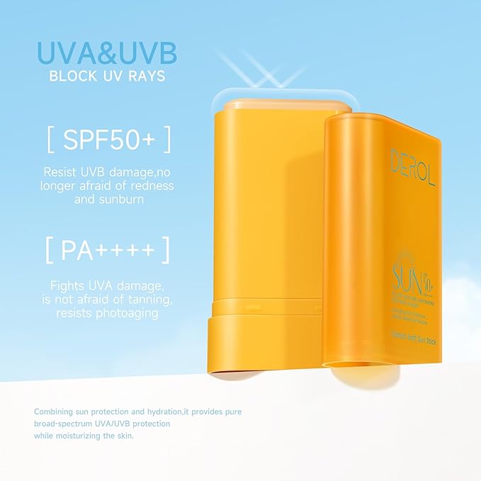 Sunscreen Stick for Face Spf50+ Sunblock Pa++++ Outdoor Water-Resistant Face & Body Solid Sunstick No Eye Irritation Travel Size 0.56 Oz (50 Uses)