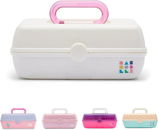 Caboodles Pretty in Petite Makeup Box, Hard Plastic Organizer Box, 2 Swivel Trays, Fashion Mirror, Secure Latch for Safe Travel