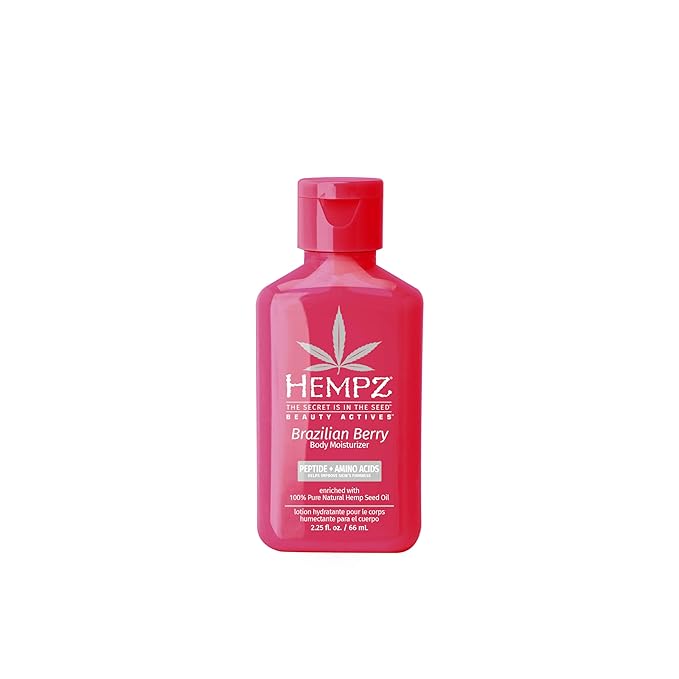 Hempz Mini Brazilian Berry Beauty Actives Lotion, Hydrating Moisturizer for Body, Hands and Feet 2.25 oz.