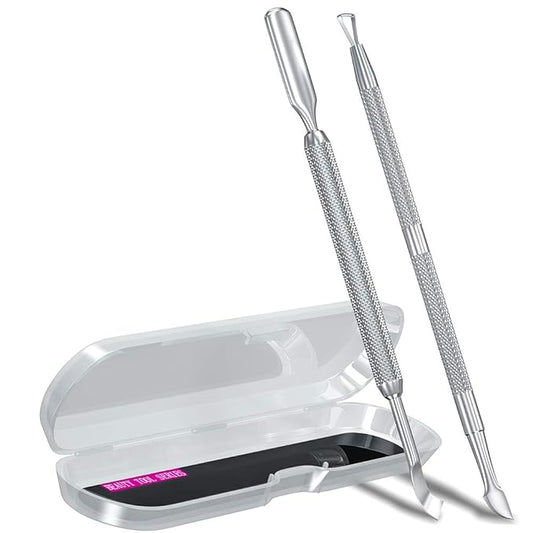 2PCS Metal Silver Cuticle Pusher