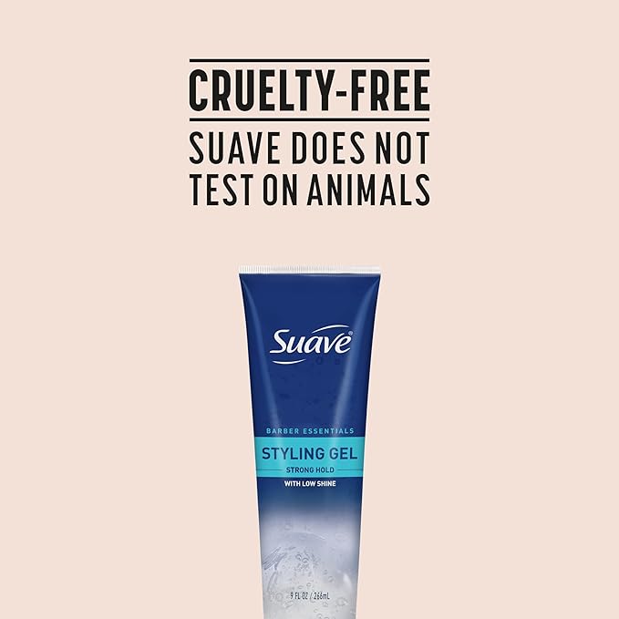 Suave Hair Gel For Men Barber Essentials Styling, Strong Hold and Low Shine, No Flakes, Barber-Quality Results, 9 oz
