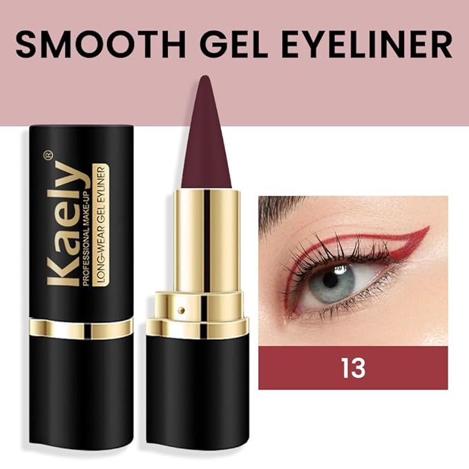 Kaely Dark Red Gel Eyeliner Pencil,Waterproof Smudge Proof Eye Liner Pen,Cat Eye Goth Halloween Makeup,Eye Black Face Paint Lipstick Crayon,Color Colorful Eyeliner Eyeshadow Stick,13