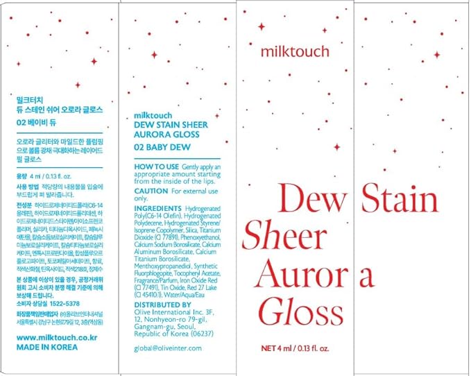 MILKTOUCH Dew Stain Sheer Lip Gloss (02 Baby Dew, 0.14 Fl Oz (Pack of 1))