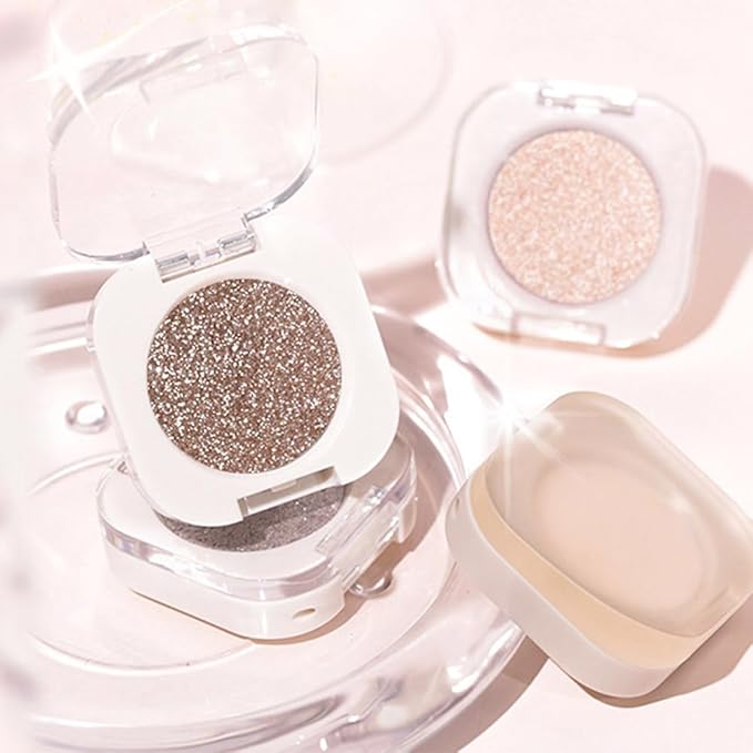 Monochrome Glitter Eyeshadow - Nude Gold Brown Shimmer Eye Shadow, Talc-Free, Paraben-Free, Cruelty-Free, Long-Lasting Single Eyeshadow Palette for Everyday & Special Occasions 10#