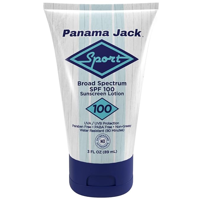 Panama Jack Sport Sunscreen Lotion - SPF 100, Broad Spectrum UVA/UVB Protection, Non-Greasy, PABA, Paraben, Gluten & Cruelty Free, 3 FL OZ (Pack of 2)