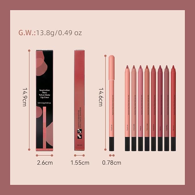 KISSIO Lip Liner,Creamy Lip Pencil,Long Lasting Lip Liner with Sharpener,Matte Finish,Smooth and Soft,Non-Dry,Easy to Use,Cruelty free,0.02 oz,04 Taboo edge