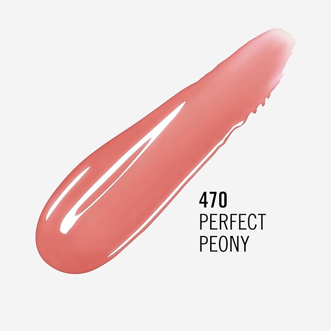 Rimmel London Stay Glossy, 470 Perfect Peony, Lip Gloss, Non-Sticky, Color and Shine, Up To 6-Hour Wear, Precise Applicator, 0.18oz