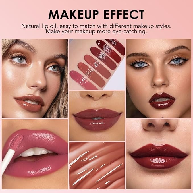 Hydrating Lip Glow Oil, Plumping Lip Oil, Tinted Lip Plumper Gloss,Younger-Looking Lips | Nourishing Long Lasting Non-Sticky Hydrating & Smoothing Lip Treatment Cruelty Free 11#