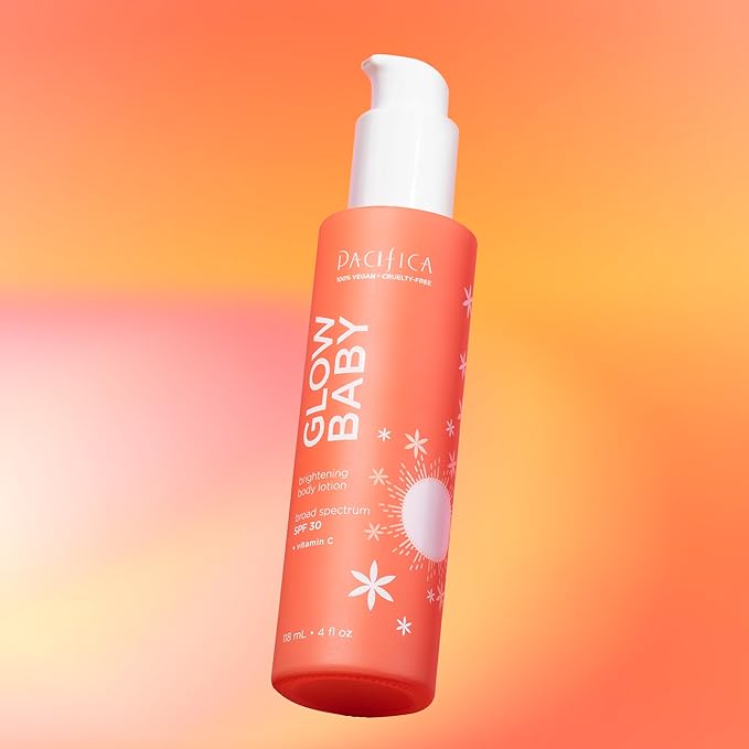 Pacifica Glow Baby Vitamin C SPF 30 Body Lotion – Brightening Daily Moisturizer + Broad Spectrum Sun Protection, Hydrating No White Cast Sunscreen for Glowing Skin, Clean Vegan & Cruelty-Free Skincare