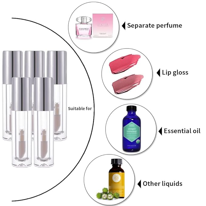 YITOU 12PCS Lip Glaze Bottle Empty 5ml, Transparent Glaze
