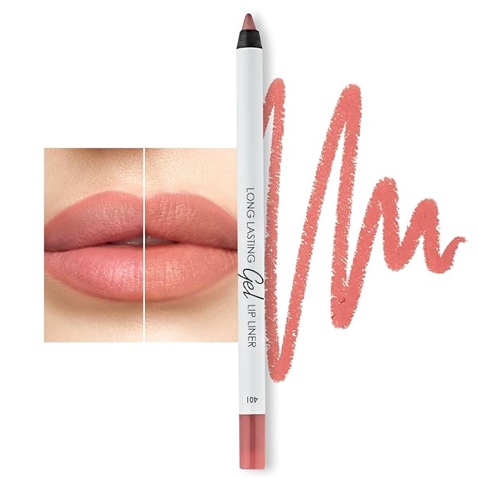 Matte Gel Lip Liner Pencil | Weightless & CreamyTexture - Sharpenable - Longwear & Waterproof - High Pigmented & Flawless Finish - Cruelty-free & Paraben-Free, 401, 1,7g/0.05oz. (Coral)