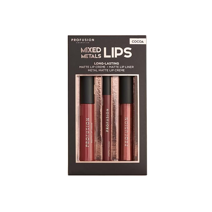 Profusion Cosmetics Mixed Metals Lips Set Cocoa -3.5oz -3.5oz