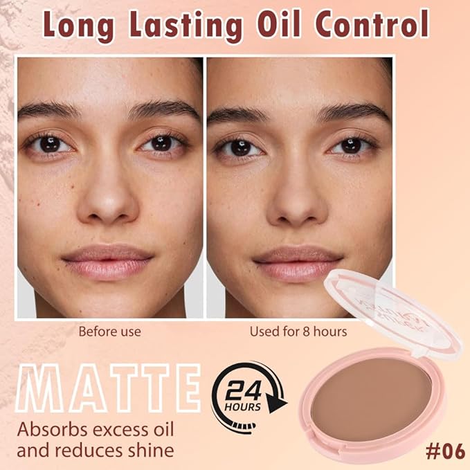 Oil Control Face Pressed Powder, Matte powder setting 1 Pcs)