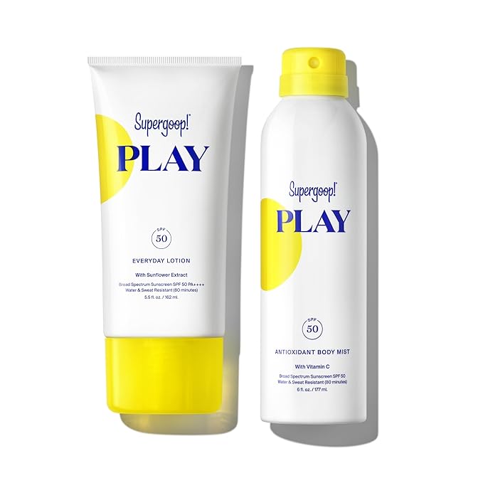 Supergoop! Summer PLAY Bundle - Includes PLAY Everyday Lotion (5.5 oz) + PLAY Antioxidant Body Mist (6 oz) - Broad Spectrum Sunscreen for Sensitive Skin - Clean Ingredients - Great for Active Days