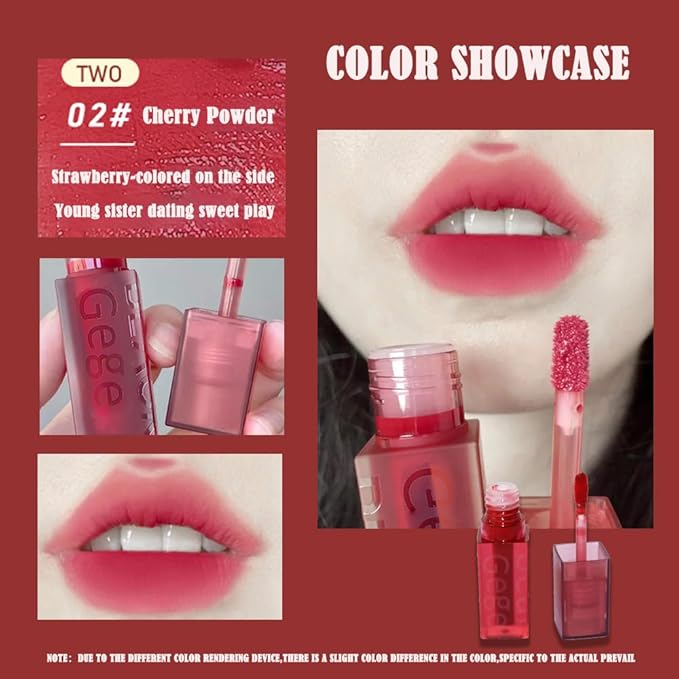 Smooth Luster Lip Glaze, Lightweight Moisturizing,High Impact Lip Color, Full Coverage Lip Makeup, Long Lasting Waterproof Moisturizer Lip Glaze (Cherry Powder)