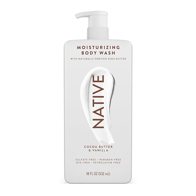 Native Moisturizing Body Wash Contains Naturally Derived Ingredients | for Women & Men, Sulfate, Paraben, & Dye Free Leaving Skin Soft & Hydrated | Cocoa Butter & Vanilla 18 oz
