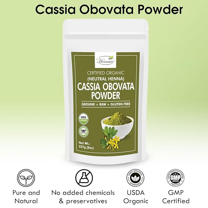 Organic Cassia Obovata Powder | Neutral Henna Powder (8 OZ) 227 G