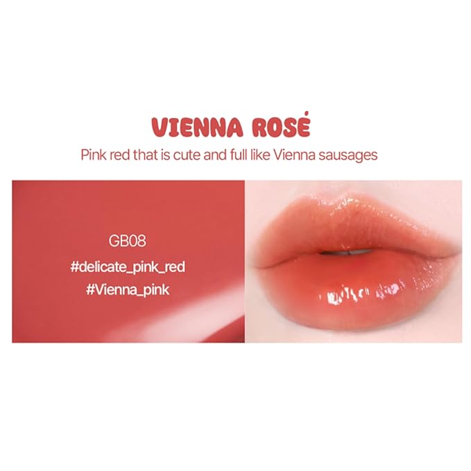 Glow Bokki Glossy Lip Tint, Korean Beauty (GB08 Vienna Rosé, 4.1 grams)