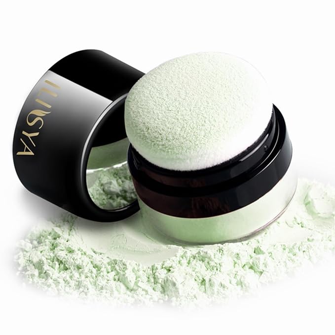 Setting Powder Lightweight Loose Powder Finishing Powder Long-Lasting Green/Translucent)-3 Boxes