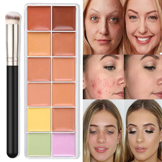 12 Color Correcting Concealer Palette With Concealer Brush,