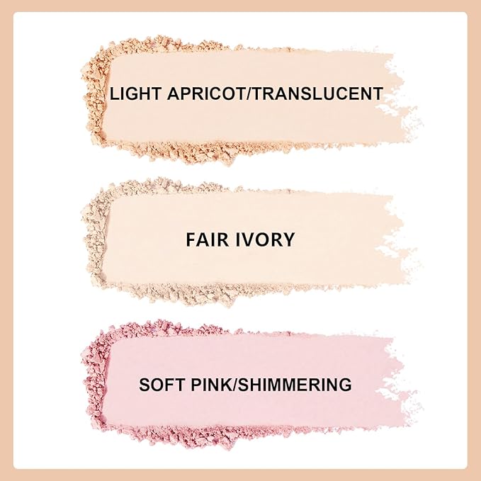 Setting Powder Lightweight Loose Powder Finishing Powder Long-Lasting Pink/Shimmering)-3 Boxes