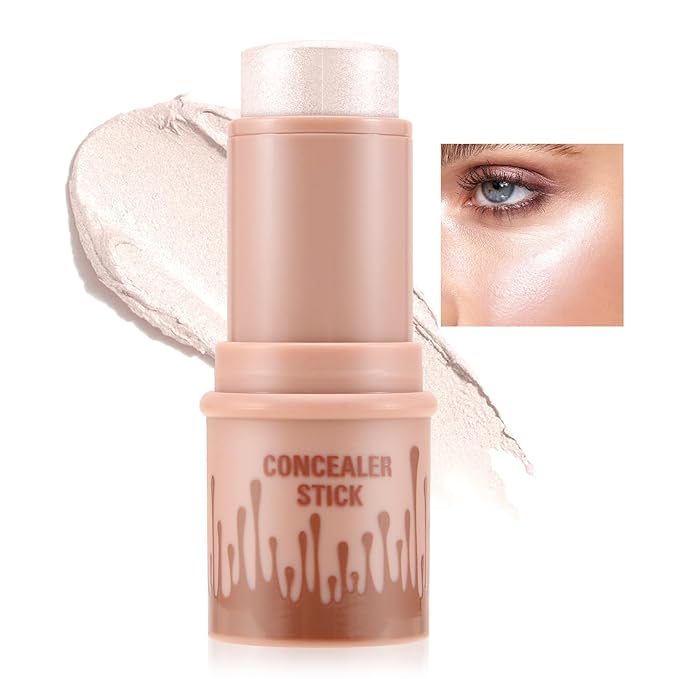 Cream Highlighter Stick, Shimmer Brightener Makeup Stick, Blendable for Women