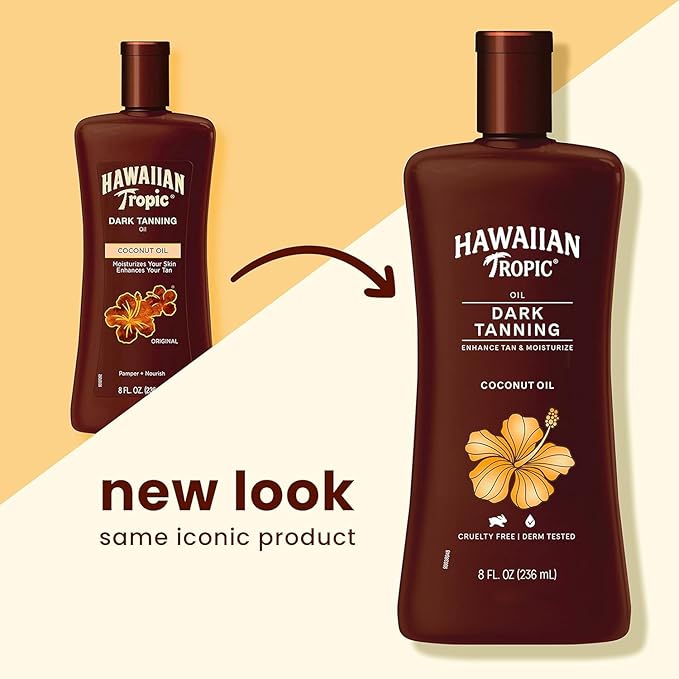 Hawaiian Tropic Dark Tanning Oil Original 8 oz (Pack of 3)