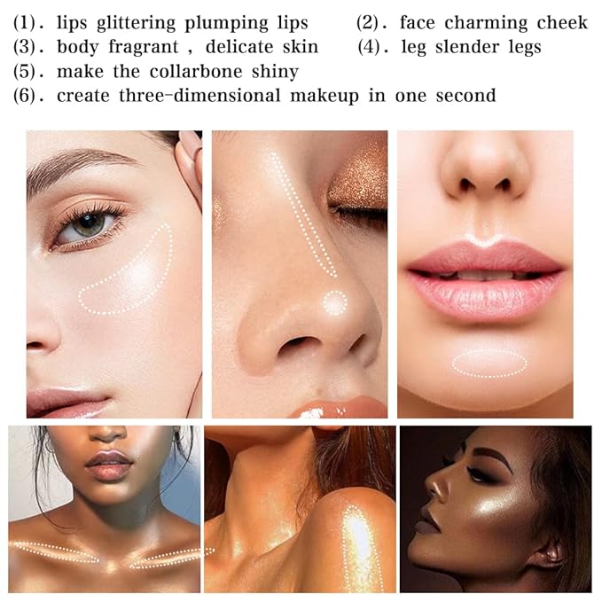 Highlighter Shimmer Makeup Palette,Shimmering Glitter Shiny Powder for Gold Powder