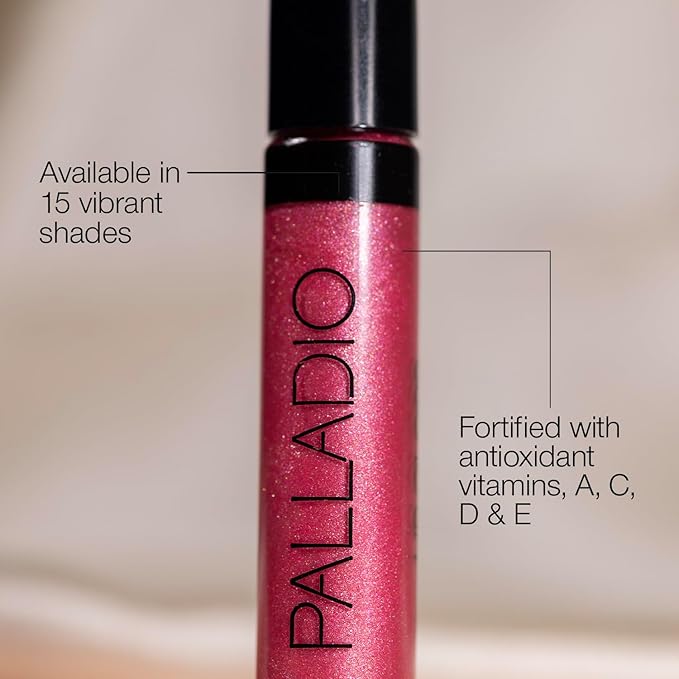 Palladio Lip Gloss, Non-Sticky Lip Gloss, Contains Vitamin E and Aloe, Offers Intense Color and Moisturization, Minimizes Lip Wrinkles, Softens Lips with Beautiful Shiny Finish, Watermelon