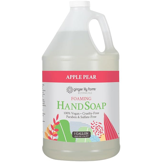 Ginger Lily Farms Botanicals All-Purpose Foaming Hand Soap Refill, 100% Vegan & Cruelty-Free, Apple Pear Scent, 1 Gallon (128 Fl.Oz)
