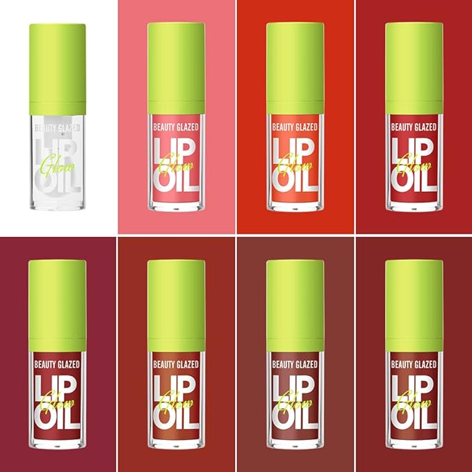 Beauty Glazed Big Brush Head Lip Oil, Ultra-Hydrating & Nourishing, Smooth Glossy Finish Lip Glow Oil, Shiny and Vegan Tinted Lip Gloss, Non-Sticky Formula (1, 107# HUGGING)