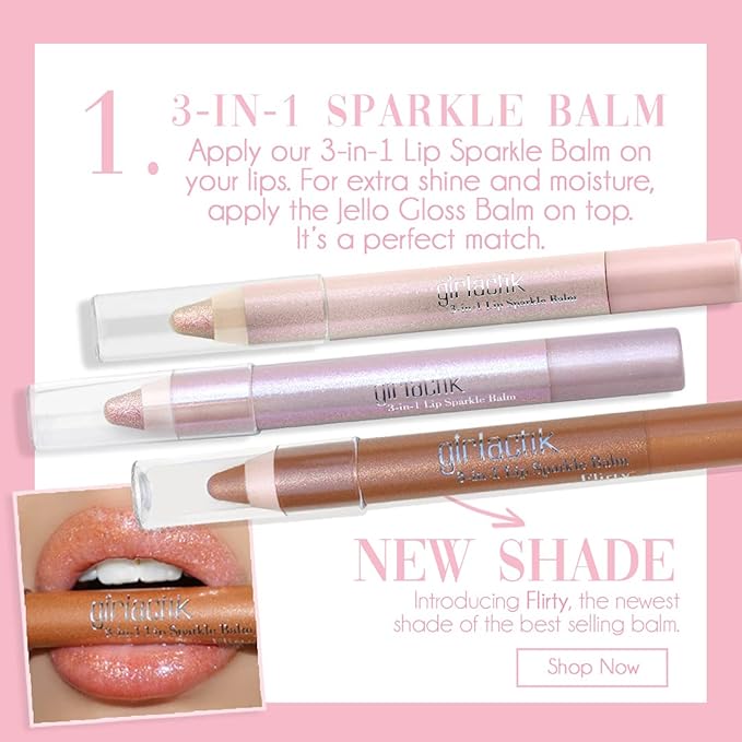 Girlactik 3-in-1 Lip Sparkle Balm - Luxurious Gloss Girlactik