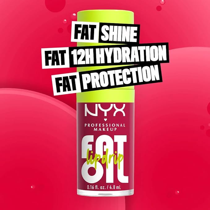 NYX PROFESSIONAL MAKEUP Fat Oil Lip Drip, Moisturizing Lip Oil Gloss, Vegan Tinted Formula, Up to 12 HR Hydration - Newsfeed (Rose Nude)