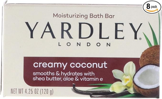 Yardley Creamy Coconut Bath Bar, 4.25 oz Pack of 8