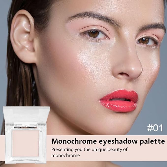 Eyeshadow Single Matte, High-Pigment Monochrome Eye Shadow Pressed Powder, Everyday Velvety Silky Eye Makeup Looks, Professional Long-Lasting Waterproof Single Eyeshadow Palette, Light Nude 01