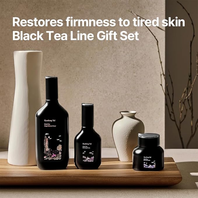 [PKY] Pyunkang Yul Black Tea Line Gift Box Set, Deep Nurishment for Anti-aging, Rich Moisture Toner, Revitalizing Serum & Nourishing Cream, Zero-Irritation (3-item set)