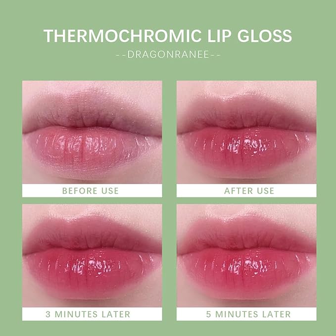 Hydrating Lip Glow Oil,6 Colors Plumping Lip Oil,Color Changing Moisturizing Tinted Lip Balm Lip Tint,Long Lasting&Non-Sticky Refreshing Natural Lip Oil Gloss（Pink Color）