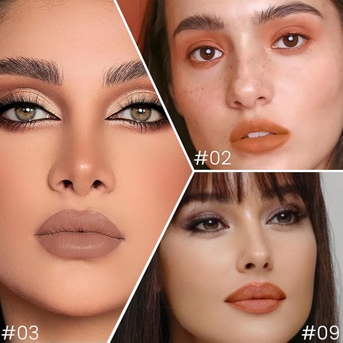 evpct 3Pcs Nude Brown Burnt Orange Matte Long Lasting Wear Lip Liner Pencils Makeup Set for Shaping & Sculpting Lips, No Transfer Waterproof Pigmented Lip Liner Crayon lipliners Lipstick Pencil 2+3+9