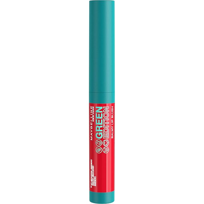 Maybelline Green Edition Balmy Lip Blush, Formulated With Mango Oil, Flare, Red Pink, 1 Count