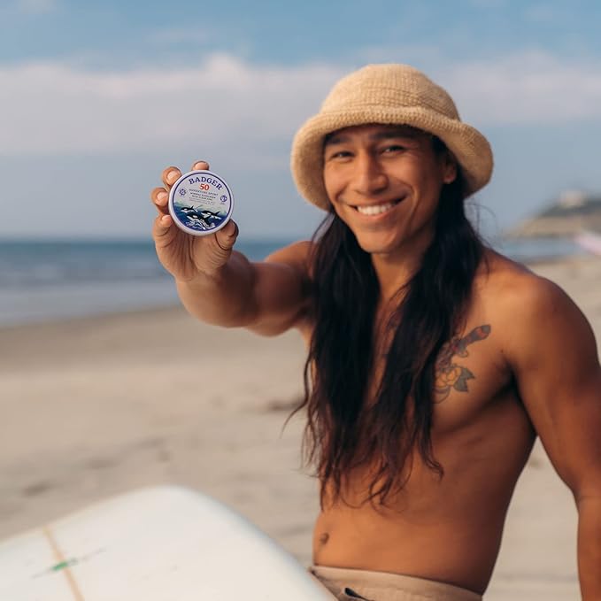 Badger Biodegradable Sunscreen in Metal Tin, SPF 50 Zinc Oxide Sunscreen with 98% Organic Ingredients, Reef Safe, Broad Spectrum, Water Resistant, Unscented, 2.4 oz (2 Pack)