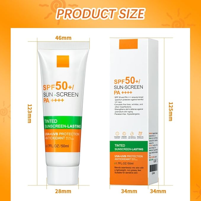 Hydrating Sunscreen, Face Sunscreen, Sunscreen for Face and Body, Tinted Sunscreen, Mineral Sunscreen, Sunblock, Body & Face Sunscreen Spf 50, Oxide, Titanium Dioxide, Hyaluronic Acid, Vitamin E Sunscreen for All Skin Types (1PCS)