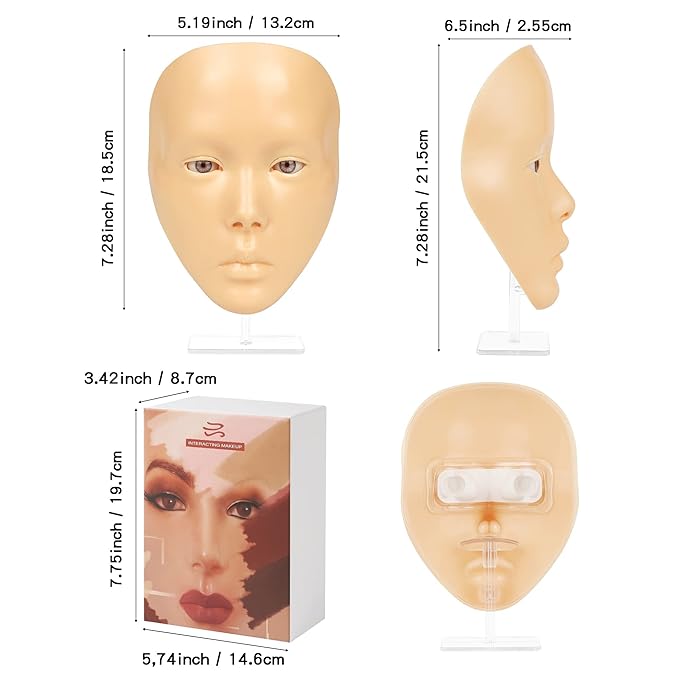 Makeup Practice Mannequin Face, 5d Reusable Silicone Makeup