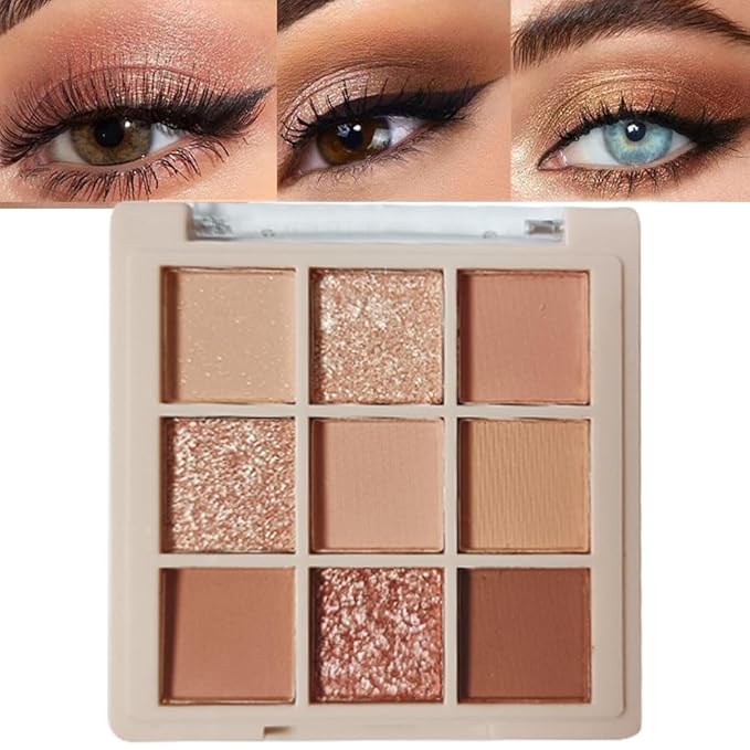 Eyeshadow Palette Makeup- 9 Colors Naked Eyeshadow Palette Matte Shimmer Korean Natural Eye Shadow palettes Highly Pigmented Naturing-Looking Long Lasting (#03)