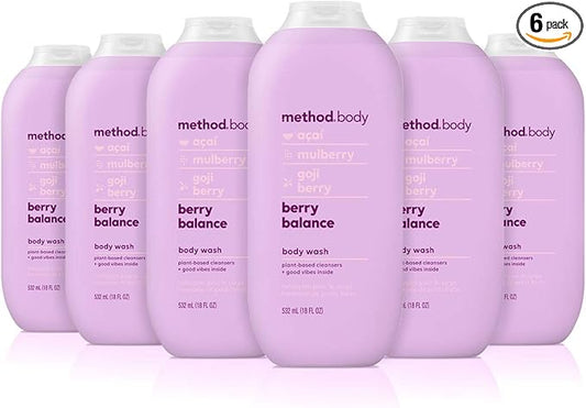 Method Body Wash, Berry Balance, Paraben and Phthalate Free, 18 oz (Pack of 6)