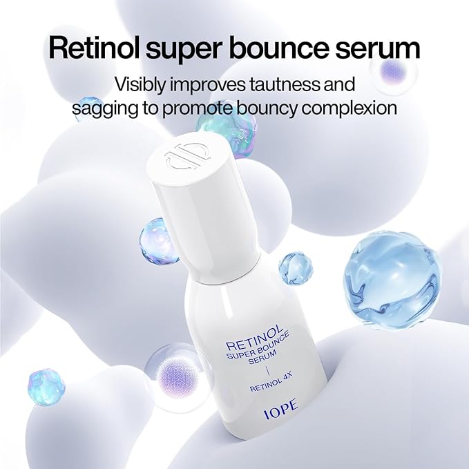 IOPE Retinol Super Bounce Serum - Korean Retinol Eye Cream, Intensive Reactivating Korean Retinoid, Anti-Aging, Reduction in Fine Wrinkles, Beginner Friendly, 1.01 Fl Oz.