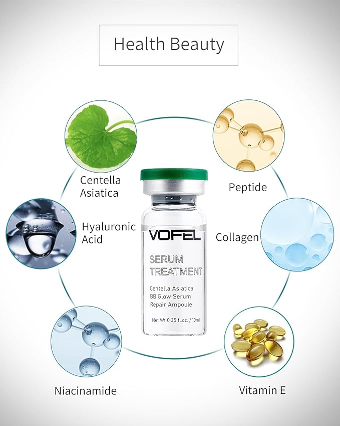 Centella Asiatica Serum for Face with Hyaluronic Acid Repair and Centella Serum for Face Moisturizer 0.35 oz 4 Vials Serum Ampoule Set (4pc repair kit)