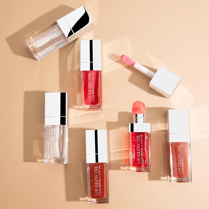 Glossy Lip Gloss Oil, 3 Pack No-Sticky Tinted Lip Oil Plumping Gloss for Dry Lip and Lip Care, Lip Clear Lipgloss Gift for Girls, Non-Sticky, Long Lasting Moisturizing